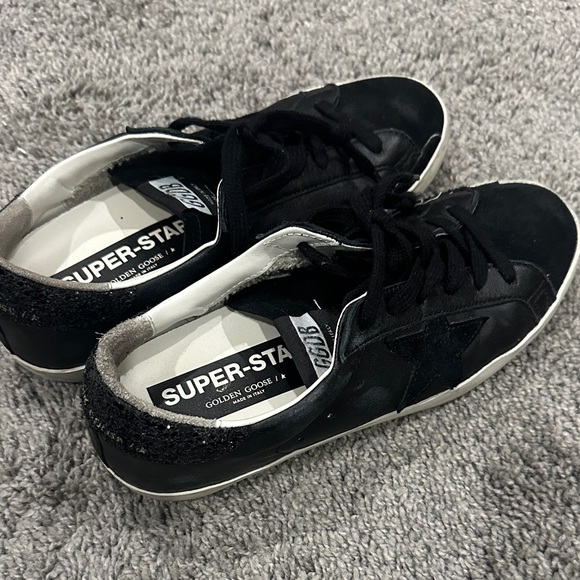Golden Goose Black and White Superstar Sneakers - Picture 1 of 5